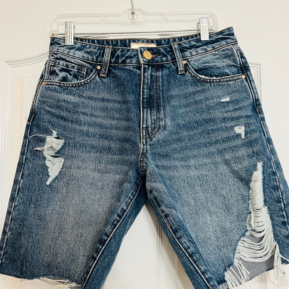 Kut from the Kloth Blue Distressed Denim Shorts - Picture 1 of 4
